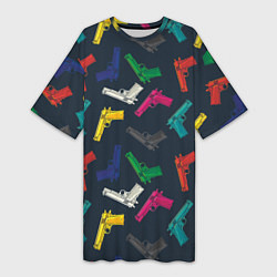Женская длинная футболка Разноцветные пистолеты