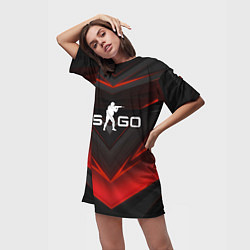 Футболка женская длинная CS GO logo, цвет: 3D-принт — фото 2