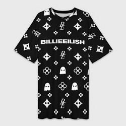 Футболка женская длинная Billie Eilish: Black Pattern, цвет: 3D-принт