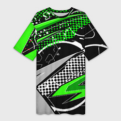 Женская длинная футболка Black and green corners