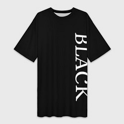 Футболка женская длинная Чёрная футболка с текстом, цвет: 3D-принт