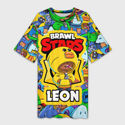 Женская длинная футболка BRAWL STARS SALLY LEON