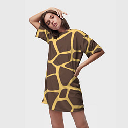 Футболка женская длинная Окрас жирафа, цвет: 3D-принт — фото 2