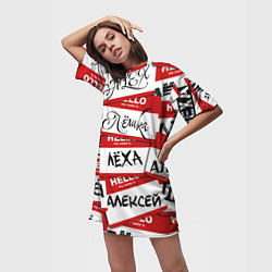 Футболка женская длинная Hello, my name is, цвет: 3D-принт — фото 2