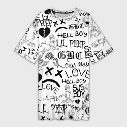 Футболка женская длинная LIL PEEP LOGOBOMBING, цвет: 3D-принт