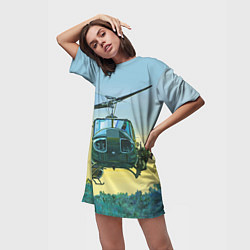 Футболка женская длинная Вертолеты, цвет: 3D-принт — фото 2