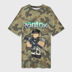 Женская длинная футболка Roblox 23 February Camouflage