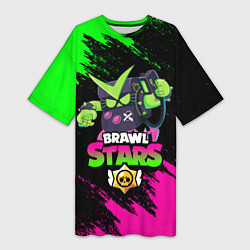 Женская длинная футболка BRAWL STARS VIRUS 8-BIT