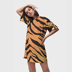 Футболка женская длинная Тигриный камуфляж, цвет: 3D-принт — фото 2