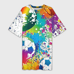 Футболка женская длинная Football Paints, цвет: 3D-принт