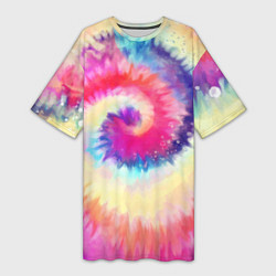 Футболка женская длинная Tie Dye vortex, цвет: 3D-принт