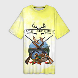 Футболка женская длинная Охота, цвет: 3D-принт