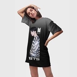 Футболка женская длинная BTS, цвет: 3D-принт — фото 2