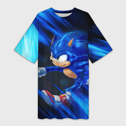 Футболка женская длинная SONIC, цвет: 3D-принт