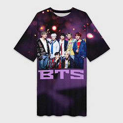 Футболка женская длинная BTS, цвет: 3D-принт