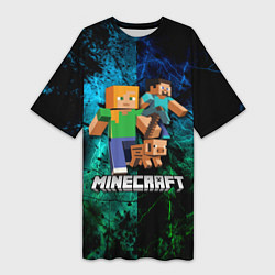 Футболка женская длинная Minecraft Майнкрафт, цвет: 3D-принт