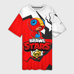 Футболка женская длинная BRAWL STARS LEON, цвет: 3D-принт