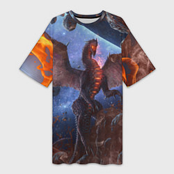 Женская длинная футболка SPACE FIRE DRAGO