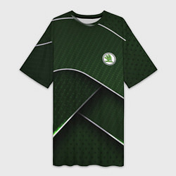 Женская длинная футболка Шкода мини логотип