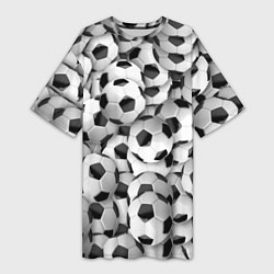 Женская длинная футболка Футбольные мячи много