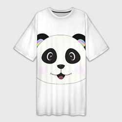 Футболка женская длинная Panda, цвет: 3D-принт