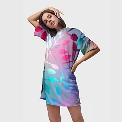 Футболка женская длинная Листья, цвет: 3D-принт — фото 2