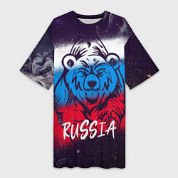 Футболка женская длинная Russia Bear, цвет: 3D-принт