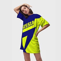 Футболка женская длинная Russia, цвет: 3D-принт — фото 2