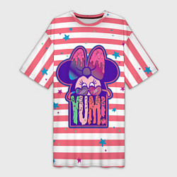 Футболка женская длинная Minnie Mouse YUM!, цвет: 3D-принт