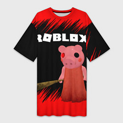 Футболка женская длинная Roblox Piggy, цвет: 3D-принт