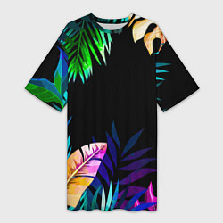 Женская длинная футболка Тропическая Ночь