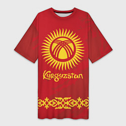 Футболка женская длинная Киргизия, цвет: 3D-принт
