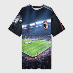 Футболка женская длинная FC MILAN, цвет: 3D-принт