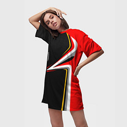 Футболка женская длинная Ювентус Униформа, цвет: 3D-принт — фото 2