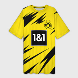 Футболка женская длинная HAALAND Borussia Dortmund, цвет: 3D-принт