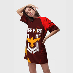 Футболка женская длинная FREE FIRE ФРИ ФАЕР, цвет: 3D-принт — фото 2