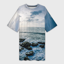 Женская длинная футболка Море
