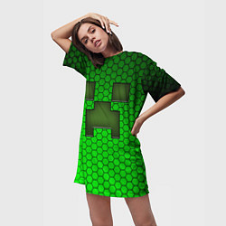 Футболка женская длинная Крипер из игры Minecraft, цвет: 3D-принт — фото 2