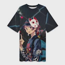 Женская длинная футболка Танджиро Камадо