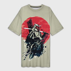 Женская длинная футболка Samurai man