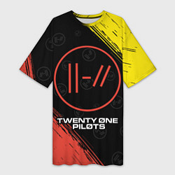 Футболка женская длинная TWENTY ONE PILOTS 21 PILOTS, цвет: 3D-принт