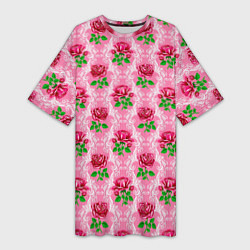 Женская длинная футболка Декор из нежных роз