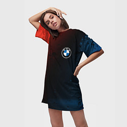 Футболка женская длинная BMW БМВ, цвет: 3D-принт — фото 2