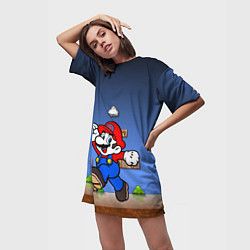 Футболка женская длинная Mario, цвет: 3D-принт — фото 2