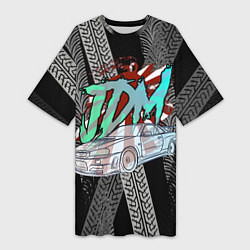 Женская длинная футболка JDM Nissan GTR R34 Nismo