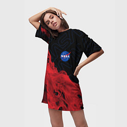 Футболка женская длинная NASA НАСА, цвет: 3D-принт — фото 2
