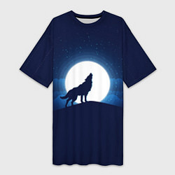 Женская длинная футболка Воющий на луну