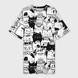 Женская длинная футболка Котики