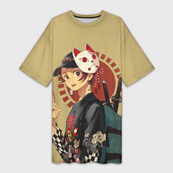 Футболка женская длинная Tanjiro Kamado, цвет: 3D-принт