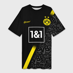 Футболка женская длинная BORUSSIA выездная сезон 2021, цвет: 3D-принт